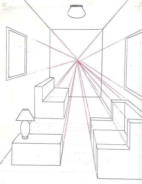 How to Draw a Room Using One Point Perspective | Perspective drawing ...