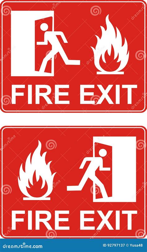 Red Exit Sign. Emergency Fire Exit Door and Exit Door Stock Vector - Illustration of background ...