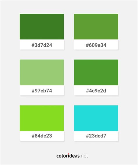 Dark Green – Olive Drab – Dark Khaki – Sea Green – Lawn Green – Dark Turquoise Color ...