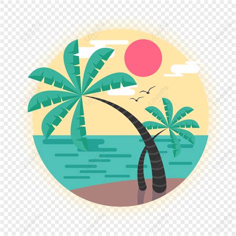 Scenic Beach Icon Free Vector Illustration Material, Material, Icon, Free Materials PNG Free ...