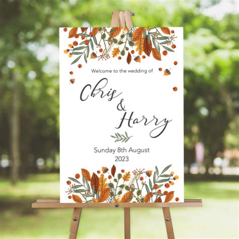 Autumn Welcome Sign - BlueBird Wedding Stationery