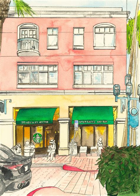 Starbucks Painting of Starbucks Boca Raton Pink Art - Etsy