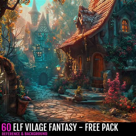 ArtStation - AMAZING FREE PACK - 60 ELF VILAGE FANTASY BACKGROUND / 8K