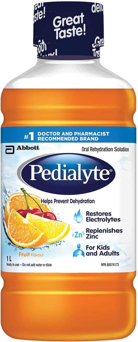 Pedialyte®, Electrolyte Drink, Oral Rehydration Solution, Fruit, 1-L Bottle: Amazon.ca: Health ...