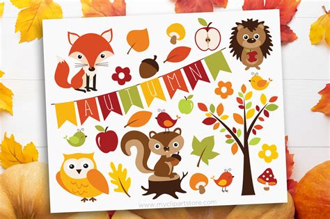 Fall Animals Autumn Clipart | Illustrations ~ Creative Market