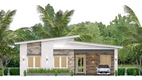 House Plans 12x11 with 3 Bedrooms Shed Roof - House Plans 3D
