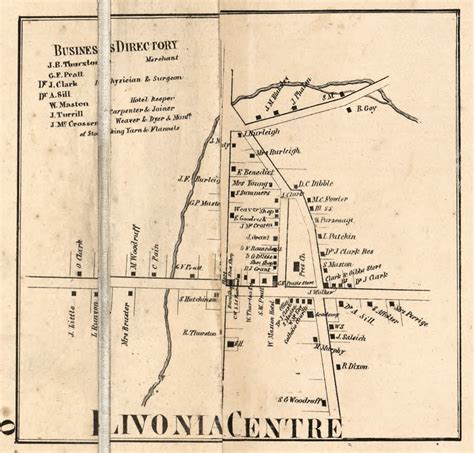 Livonia Centre, New York 1858 Old Town Map Custom Print - Livingston Co ...