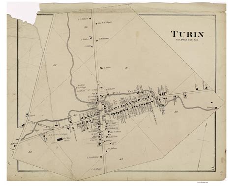 Turin Village, New York 1875 - Old Town Map Reprint - Lewis Co. - OLD MAPS