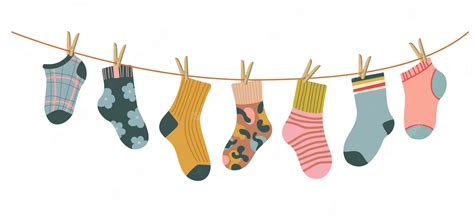 Cartoon Socks Clothesline And Clothespins Seamless Background - Clip Art Library