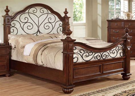 Landaluce Antique Dark Oak Queen Poster Bed from Furniture of America (CM7811Q-BED) | Coleman ...