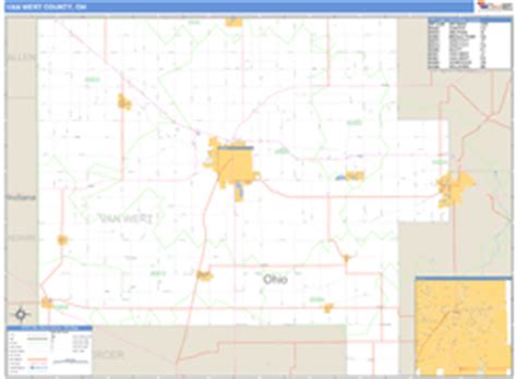 Van Wert County, OH Wall Map Basic Style by MarketMAPS