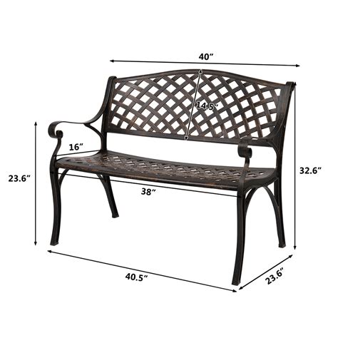 UBesGoo 40.5" Outddor Bench, Patio Garden Aluminum Bench, Rose Pattern, Outdoor Seat, Bronze ...