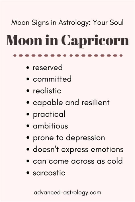 Moon in Capricorn Natal Personality Traits and Meaning in Astrology ...