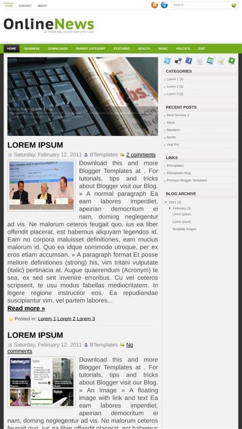 Online News Blogger Template - BTemplates