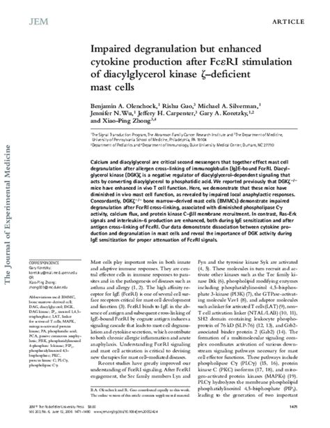 (PDF) Impaired degranulation but enhanced cytokine production after Fc ...