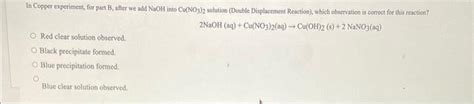 Solved In Copper experiment, for part B, after we add NaOH | Chegg.com