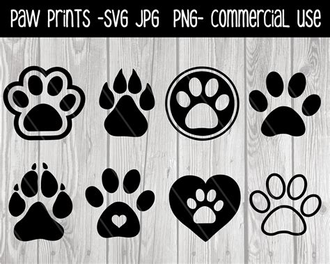 Cat Paw Print Silhouette Clipart image Png Cameo Svg Pdf Jpg Dxf Design Eps Cricut Svg image ...