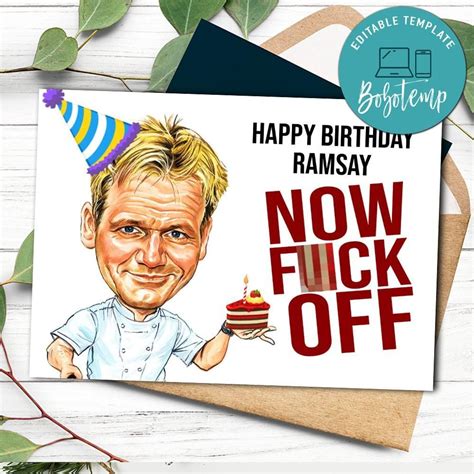 Gordon Ramsay Funny Happy Birthday Card DIY | Createpartylabels