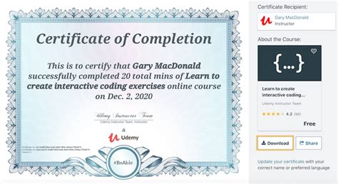 How to Download Your Certificate of Completion – Udemy | Certificate of completion, Certificate ...