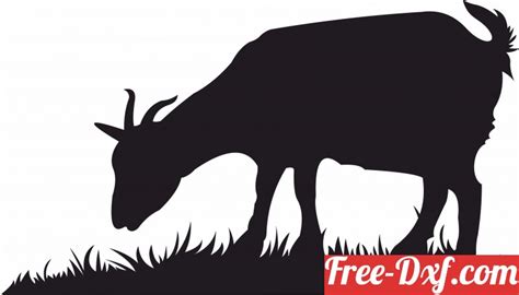 Download goat silhouette eating grass o4MnG High quality free Dxf