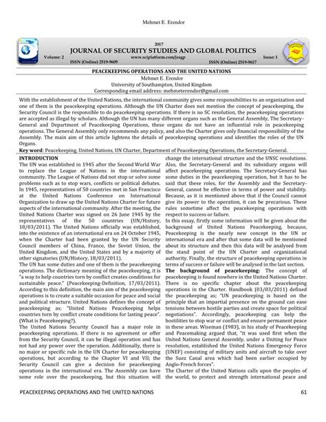 (PDF) Peacekeeping Operations and The United Nations