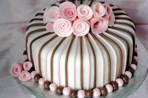 Pink and Brown Fondant Cake | This was a cake inspired by Pe… | Flickr | Unique birthday cakes ...