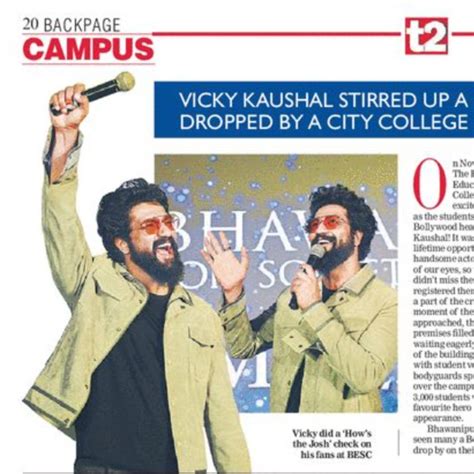 Telegraph t2 coverage of Vicky Kaushal’s visit to the Bhawanipur College Campus to promote his ...