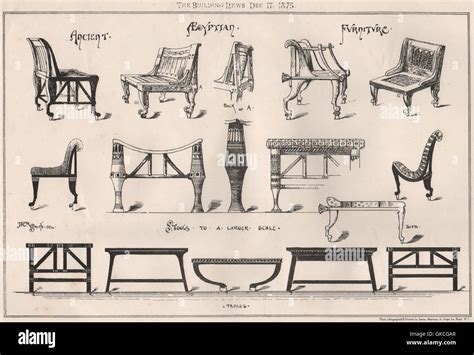 Ancient Egyptian furniture (2), antique print 1875 Stock Photo - Alamy