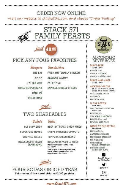 Family Feasts - Stack 571 Burger & Whiskey Bar - Stack 571 Burger & Whiskey Bar