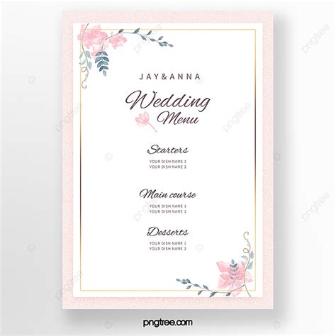 Pink Elegant Wedding Menu Template Template for Free Download on Pngtree