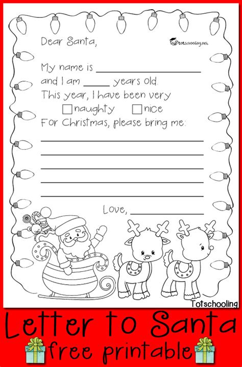 Free Letter to Santa Printable | Totschooling - Toddler, Preschool, Kindergarten Educational ...