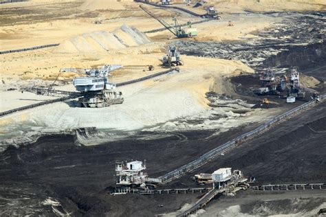 Open Pit Coal Mine with Excavators and Machinery Kostolac Stock Photo ...