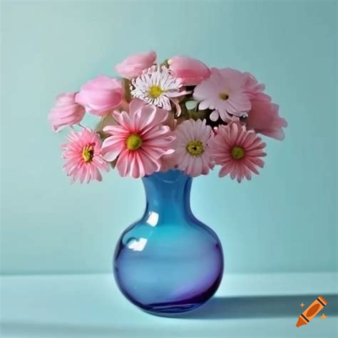 Glass bottle vase with colorful flowers on Craiyon