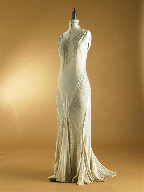 Dress; cream evening dress with silver beading; 1930s; 1995/189/19 on eHive