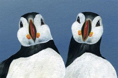 Puffins Standing Painting With Acrylics Art Print Sea and - Etsy