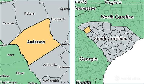 Anderson South Carolina Map | World Map Gray