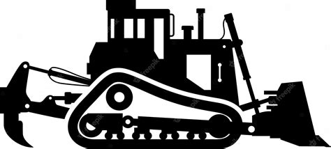 Premium Vector | Silhouette of bulldozer icon in flat style vector illustration