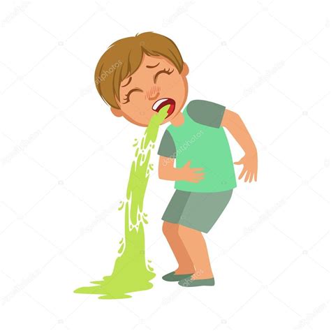 Boy Vomiting,Sick Kid Feeling Unwell Because Of The Sickness, Part Of ...