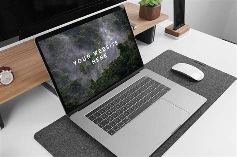 MacBook Pro Side View on Table with Similar Items Mockup Free Download ...