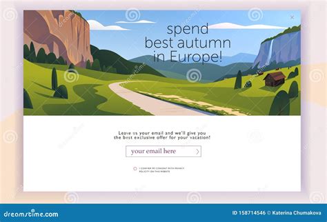 Vector Squeeze Page Design Template with Beautiful Flat Canyon ...