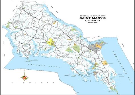 St Marys County Highway Map 2013 Maryland Area USA Birds Eye | Etsy