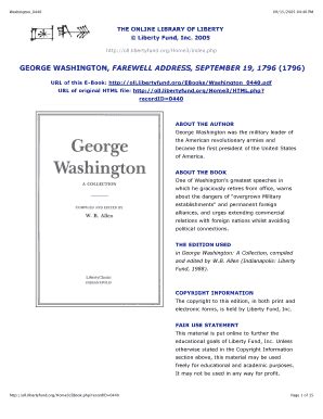 Fillable Online files libertyfund George washington farewell address ...