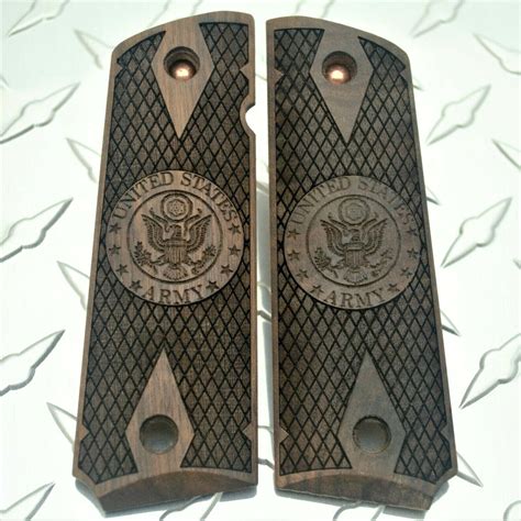 US Army Diamond Check Walnut 1911 Grips Full Size / Commander - Made in the USA | eBay