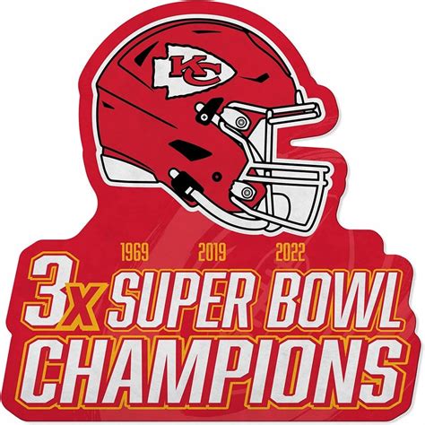 Kansas City Chiefs 3 Time Super Bowl Champions Shape Cut - Etsy