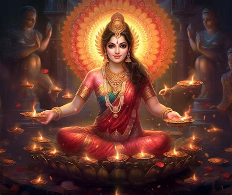 Premium AI Image | Blessings of Lakshmi on Diwali