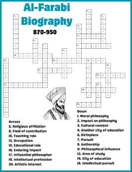 Al-Farabi Biography Crossword Puzzle Worksheet Activity by ELKS ART STUDIO