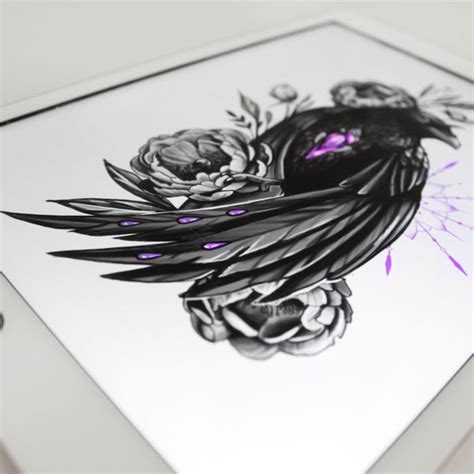 Crow Tattoo Designs Feminine, Instant download JPG, PDF, PNG - Inspire ...