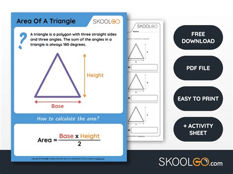 Area of a Triangle - Free worksheet for kids - SKOOLGO - Worksheets Library