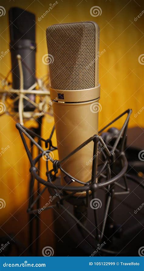 Microphone on the Stand in Recording Studio Stock Image - Image of ...