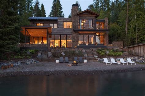 This mountain modern lakefront home in Montana is all about Zen ...